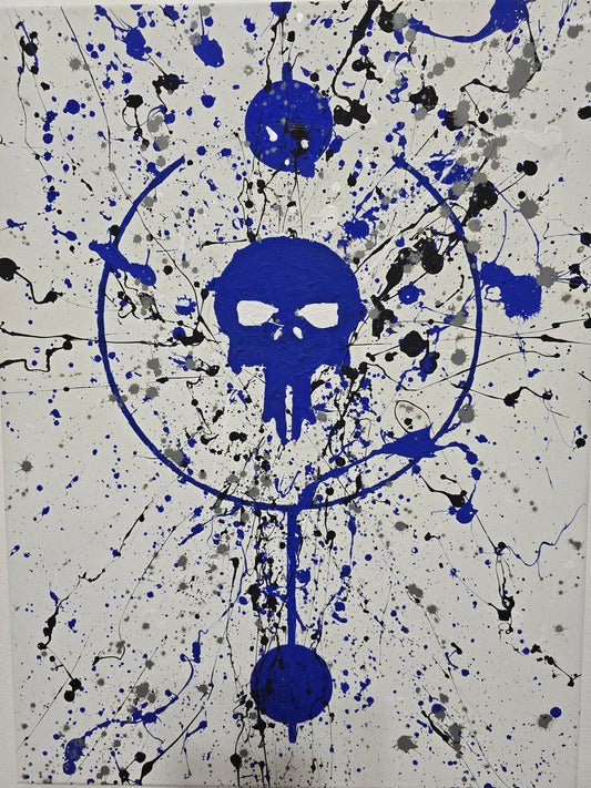 Skull silhouette on abstract background #1.